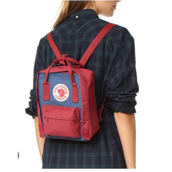 Fjallraven Kanken Mini Tote Style 23561 NWT Royal Blue Ox Red Backpack - Picture 9 of 11
